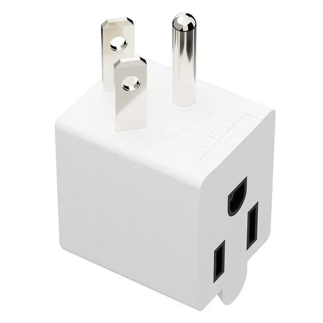 Alt view image 5 of 7 - 90 Degree 3 Prong NEMA 5-15P Adapter, Plugrand ETL Listed 15Amp Adapter | Right Angle USA 3 Prong Male to Female Adapter, USA Power adapter, 5-15P to 5-15R Direction Changer Space Save Plug, White