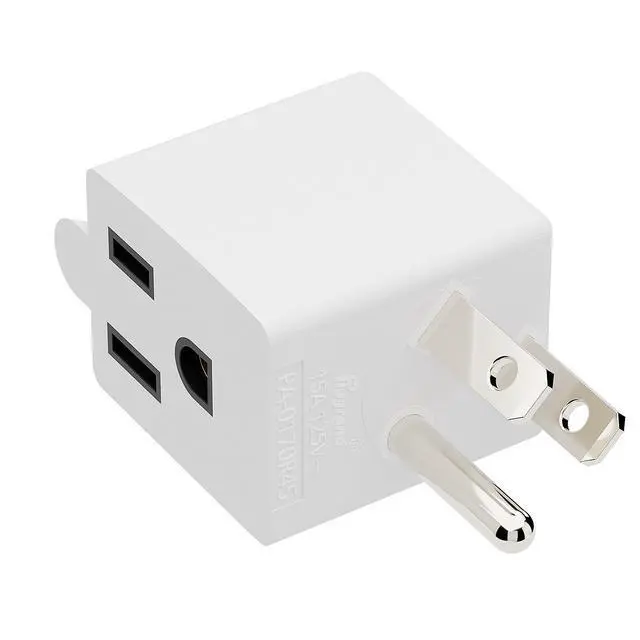 Alt view image 7 of 7 - 90 Degree 3 Prong NEMA 5-15P Adapter, Plugrand ETL Listed 15Amp Adapter | Right Angle USA 3 Prong Male to Female Adapter, USA Power adapter, 5-15P to 5-15R Direction Changer Space Save Plug, White