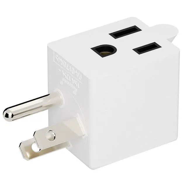 Alt view image 6 of 7 - 90 Degree 3 Prong NEMA 5-15P Adapter, Plugrand ETL Listed 15Amp Adapter | Right Angle USA 3 Prong Male to Female Adapter, USA Power adapter, 5-15P to 5-15R Direction Changer Space Save Plug, White