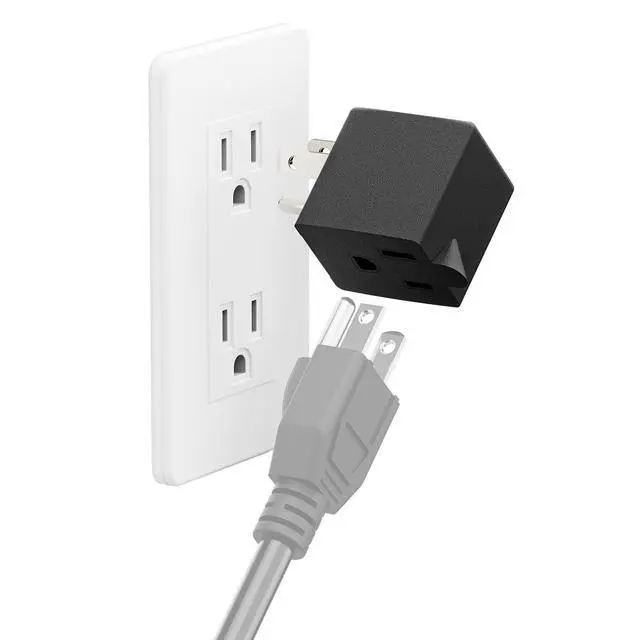 Alt view image 3 of 7 - 90 Degree 3 Prong Adapter, Plugrand Leftward NEMA 5-15P to 5-15R Adapter | 90 Degree Angled USA Male to Female Power Adapter, Leftward Direction Changer Space Save Adapter Black PA-0170L45