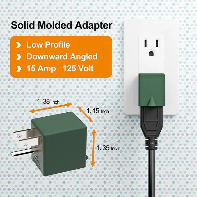 Alt view image 2 of 7 - 90 Degree NEMA 5-15P Adapter, Plugrand USA 3 Prong Male-Female Adapter | Downward NEMA 5-15P to 5-15R Adapter, Angled USA 5-15P Power Adapter, Space Save Converter Green PA-0170DG