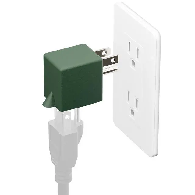 Alt view image 3 of 7 - 90 Degree NEMA 5-15P Adapter, Plugrand USA 3 Prong Male-Female Adapter | Downward NEMA 5-15P to 5-15R Adapter, Angled USA 5-15P Power Adapter, Space Save Converter Green PA-0170DG