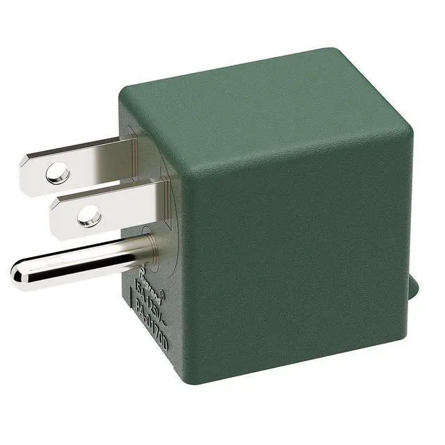 Alt view image 5 of 7 - 90 Degree NEMA 5-15P Adapter, Plugrand USA 3 Prong Male-Female Adapter | Downward NEMA 5-15P to 5-15R Adapter, Angled USA 5-15P Power Adapter, Space Save Converter Green PA-0170DG