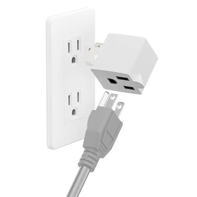 Alt view image 3 of 7 - 90 Degree Adapter, Plugrand Left Angled USA 3 Prong Male to Female Adapter | ETL Listed NEMA 5-15P to 5-15R Direction Changer Space Save Plug, 90 Degree Angled USA Male Female Power adapter, White