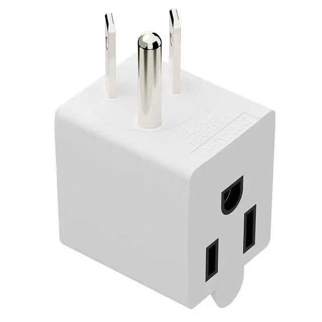 Alt view image 4 of 7 - 90 Degree Adapter, Plugrand Left Angled USA 3 Prong Male to Female Adapter | ETL Listed NEMA 5-15P to 5-15R Direction Changer Space Save Plug, 90 Degree Angled USA Male Female Power adapter, White
