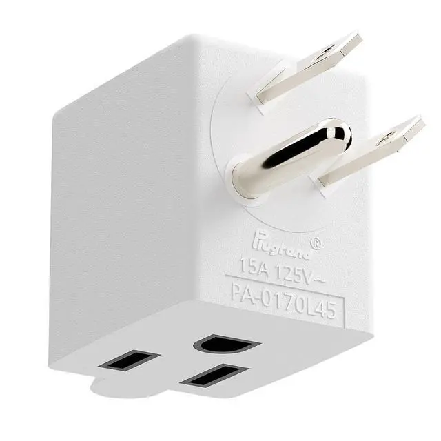 Alt view image 6 of 7 - 90 Degree Adapter, Plugrand Left Angled USA 3 Prong Male to Female Adapter | ETL Listed NEMA 5-15P to 5-15R Direction Changer Space Save Plug, 90 Degree Angled USA Male Female Power adapter, White