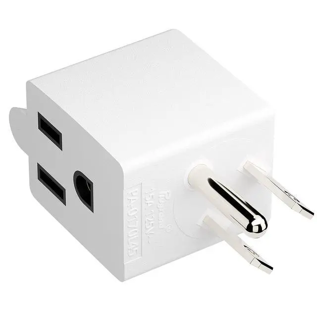 Alt view image 7 of 7 - 90 Degree Adapter, Plugrand Left Angled USA 3 Prong Male to Female Adapter | ETL Listed NEMA 5-15P to 5-15R Direction Changer Space Save Plug, 90 Degree Angled USA Male Female Power adapter, White