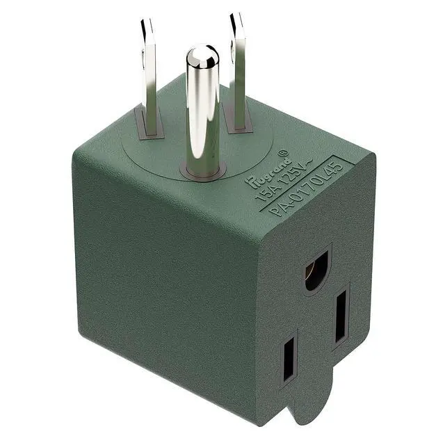 Alt view image 4 of 7 - ETL Listed 90 Degree Adapter, Plugrand Leftward 5-15P to 5-15R Power Plug | Angled USA Male to Female Adapter, Left Direction NEMA 5-15P Changer Space Save Converter, Green PA-0170L45G