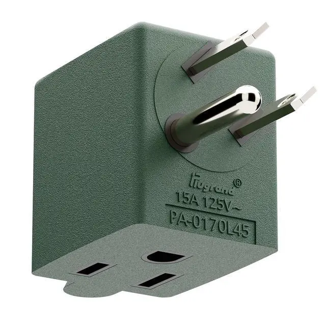 Alt view image 6 of 7 - ETL Listed 90 Degree Adapter, Plugrand Leftward 5-15P to 5-15R Power Plug | Angled USA Male to Female Adapter, Left Direction NEMA 5-15P Changer Space Save Converter, Green PA-0170L45G