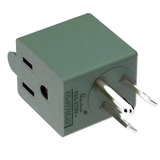 Alt view image 7 of 7 - ETL Listed 90 Degree Adapter, Plugrand Leftward 5-15P to 5-15R Power Plug | Angled USA Male to Female Adapter, Left Direction NEMA 5-15P Changer Space Save Converter, Green PA-0170L45G