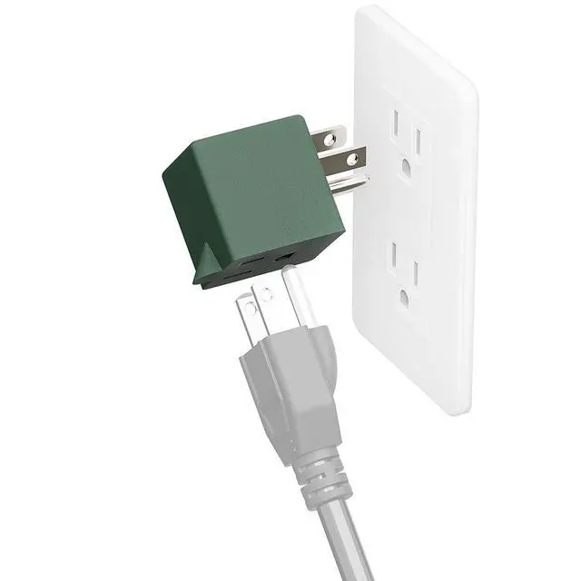 Alt view image 3 of 7 - 90 Degree 3 Prong Adapter, Plugrand ETL Listed NEMA 5-15P to 5-15R Adapter | Right Angle USA Male to Female Power Plug, Right Direction Changer Space Save 5-15P Converter, Green PA-0170R45G