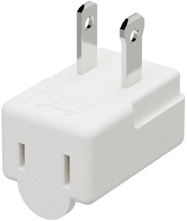 Main image of Polarized 2-Prong L Type Adapter, Plugrand Vertical Down Angle AC Adapter | ETL Verified NEMA 1-15P USA Outlet Saver Extension Adapter, High Heat Resistant 2Pin Adapters, White