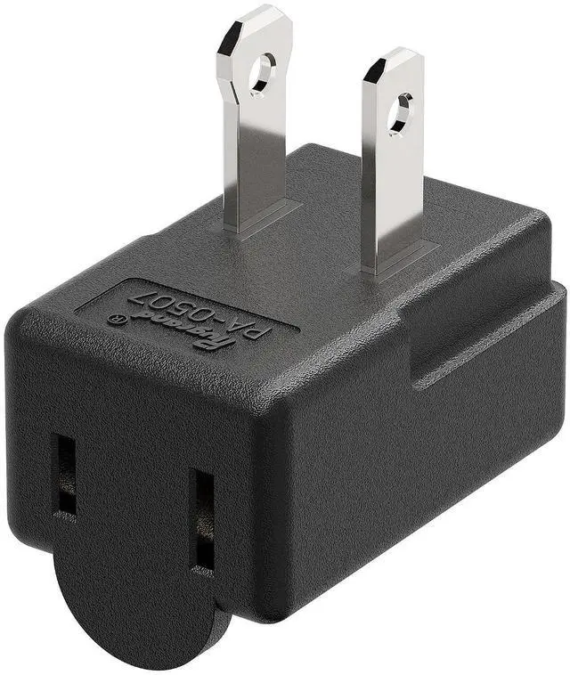 Main image of Right Angle Adapter,2-Prong 90 Degree Upward Angled AC Adapter, Polarized 2-Prong L Type Adapter, Vertical Right Angled Down Angle Power Adapter, PA-0507B Black Color