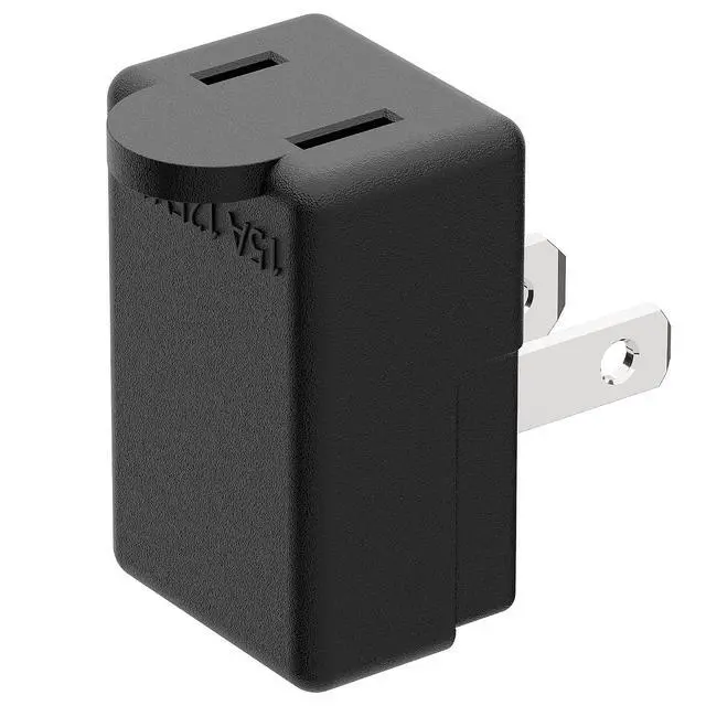 Alt view image 5 of 7 - Right Angle Adapter,2-Prong 90 Degree Upward Angled AC Adapter, Polarized 2-Prong L Type Adapter, Vertical Right Angled Down Angle Power Adapter, PA-0507B Black Color