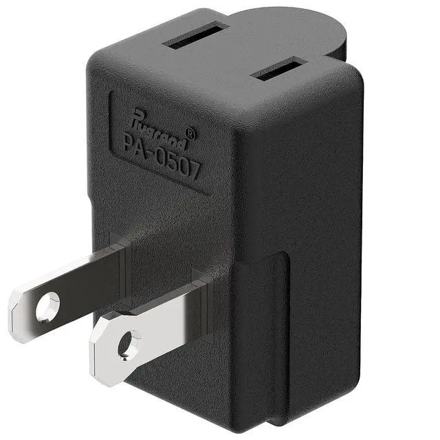 Alt view image 7 of 7 - Right Angle Adapter,2-Prong 90 Degree Upward Angled AC Adapter, Polarized 2-Prong L Type Adapter, Vertical Right Angled Down Angle Power Adapter, PA-0507B Black Color