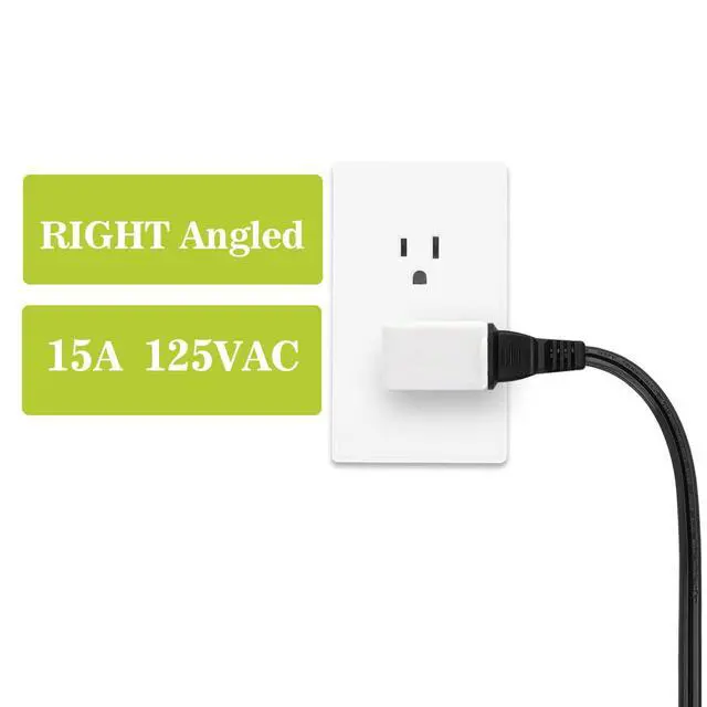 Alt view image 6 of 7 - Polarized 2 Prong Adapter, Plugrand 1-15P to 1-15R L Type Angled AC Adapter | ETL LIESTED 2 Pin Right Angled Adapter, NEMA 1-15P USA Outlet Space Saver Extension Adapters, White