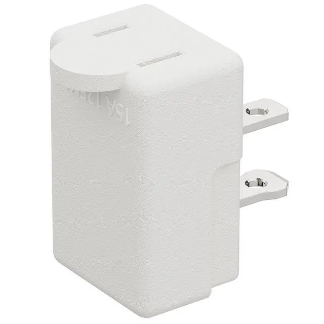 Alt view image 5 of 7 - Polarized 2 Prong Adapter, Plugrand 1-15P to 1-15R L Type Angled AC Adapter | ETL LIESTED 2 Pin Right Angled Adapter, NEMA 1-15P USA Outlet Space Saver Extension Adapters, White