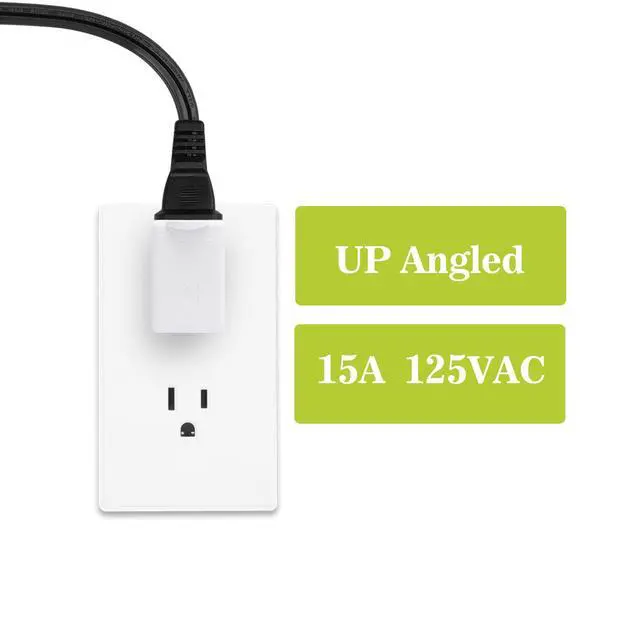 Alt view image 7 of 7 - 90 Degreen 2 Prong Adapter, Plugrand Up Angled Nema 1-15P to 1-15R UP Angled Adapter, US 2 Pin Adapter PA-0507 White Color