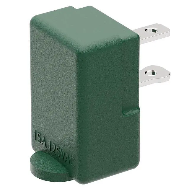 Alt view image 7 of 7 - 2 Prong 90 Degree AC Adapter, Plugrand NEMA 1-15P to 1-15R Left Angled Adapter, Polarized 2 Prong L Type Adapter, Vertical NEMA 2 Pin Power Adapter, PA-0506G Green Color