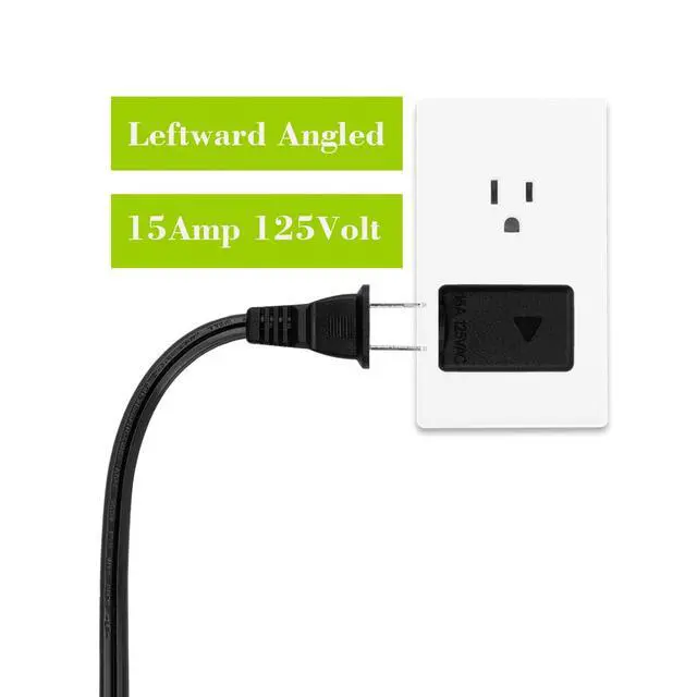 Alt view image 6 of 7 - Right Angle 2-Prong 90 Degree Leftward AC Adapter, Polarized L Type, Vertical Down Power Adapter, PA-0506B Black