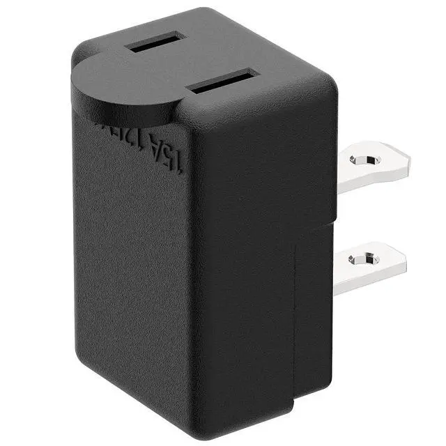 Alt view image 5 of 7 - Right Angle 2-Prong 90 Degree Leftward AC Adapter, Polarized L Type, Vertical Down Power Adapter, PA-0506B Black