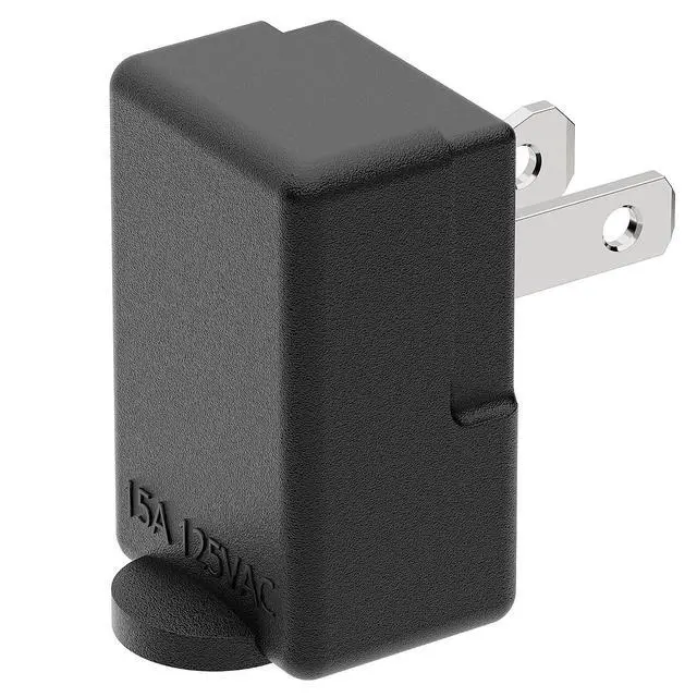 Alt view image 5 of 7 - ETL Listed 2-Prong 1-15P 90 Degree Downward Angled AC Adapter | Polarized 2-Prong L Type Adapters, Vertical Right Angled Power Adapters, PA-0502B, Black