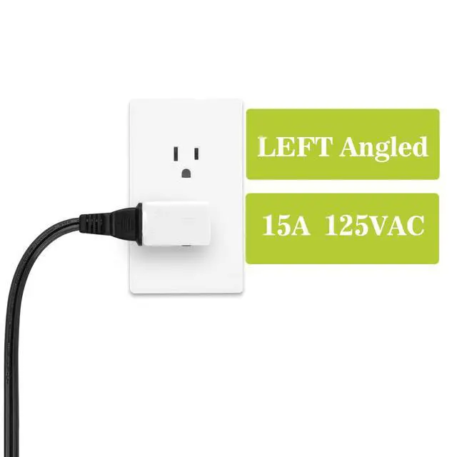 Alt view image 5 of 7 - 90 Degree 2 Pin Adapter, Plugrand Nema 1-15P to 1-15R Left Angled Adapter, 2 Prong Angled Adapter, NEMA 1-15P Power Adapter, PA-0506 White Color