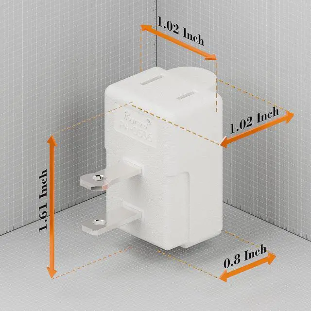 Alt view image 2 of 7 - 90 Degree 2 Pin Adapter, Plugrand Nema 1-15P to 1-15R Left Angled Adapter, 2 Prong Angled Adapter, NEMA 1-15P Power Adapter, PA-0506 White Color