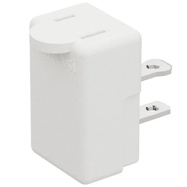 Alt view image 7 of 7 - 90 Degree 2 Pin Adapter, Plugrand Nema 1-15P to 1-15R Left Angled Adapter, 2 Prong Angled Adapter, NEMA 1-15P Power Adapter, PA-0506 White Color