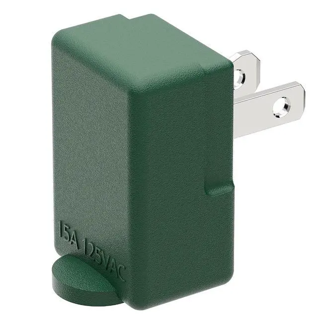 Alt view image 5 of 7 - 90 Degree 2 Prong Adapter, Plugrand ETL Listed Down Angled 1-15P Adapter | Polarized 2-Prong L Type Adapter, 1-15P to 1-15R Vertical Down Angle Power Adapter, PA-0502G, Green