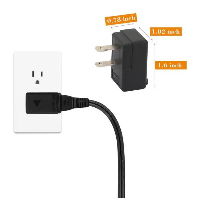 Alt view image 6 of 7 - 1-15P Adapter, 2 Prong 90 Degree Rightward Angled AC Adapter | ETL LISTED Polarized 1-15P to 1-15R L Type Adapter, 2-ProngVertical Right Angled Down Angle Power Adapter, PA-0503B Black