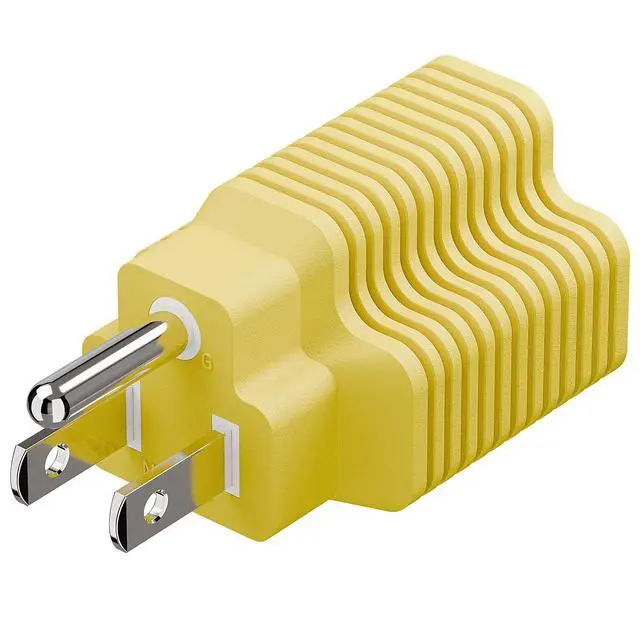 Alt view image 2 of 7 - 4-in-1 15 Amp to 20 Amp T Blade Adapter, 5-15P to 5-20R, 6-15R, 6-20R, Yellow, 2 Pack