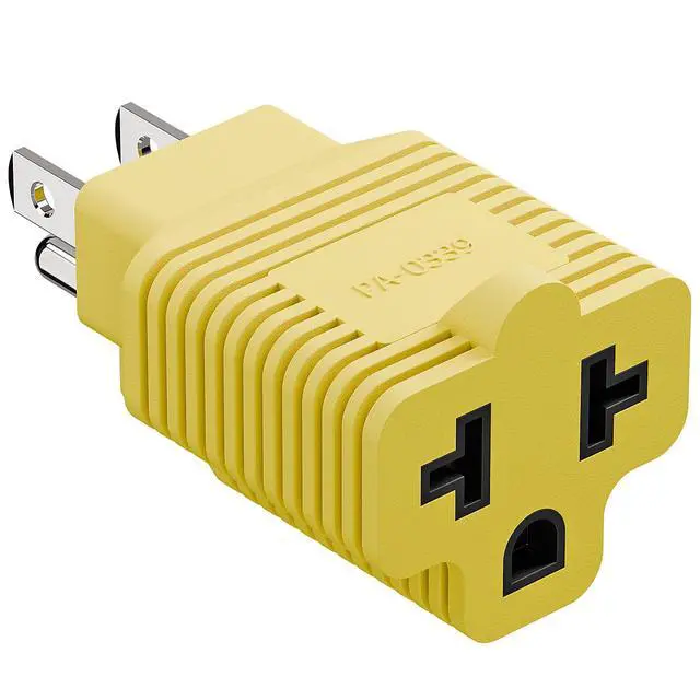 Alt view image 3 of 7 - 4-in-1 15 Amp to 20 Amp T Blade Adapter, 5-15P to 5-20R, 6-15R, 6-20R, Yellow, 2 Pack