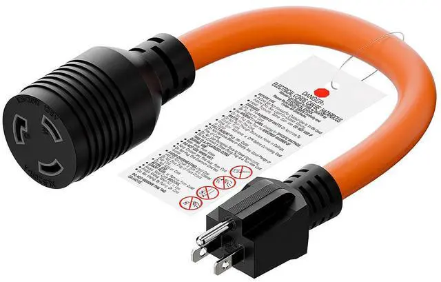Main image of 12-AWG Nema 5-15P to L5-20R Adapter, 1FT | 15-Amp 125V Household Plug to 20A 125V L5-20R Locking Industrial Grde Female Receptacle Cord