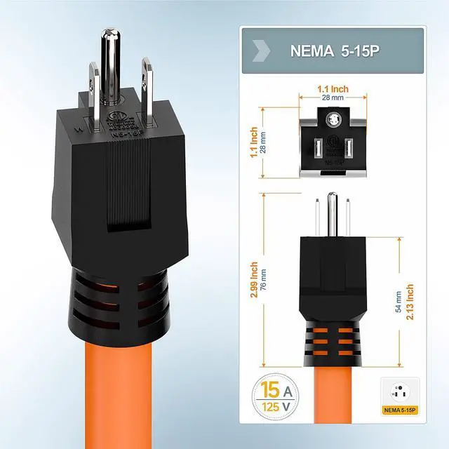 Alt view image 2 of 7 - 12-AWG Nema 5-15P to L5-20R Adapter, 1FT | 15-Amp 125V Household Plug to 20A 125V L5-20R Locking Industrial Grde Female Receptacle Cord