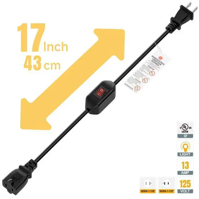 Alt view image 3 of 7 - Double Break On Off Switch Extension Cord, 2-Prong/2 Outlet Polarized Extension Cord with Switch 12A/125V for Your Chargers/Lamp/Power Adapters etc, SVT 16AWG Cord