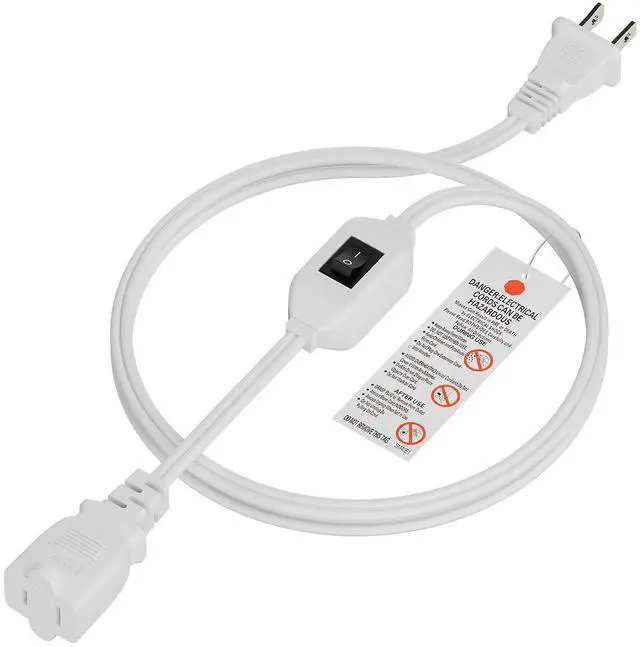 Main image of 6FT On Off Switch Extension Cord, Plugrand 2-Prong Polarized Extension Cord with On-Off Inline Switch 12A 125V for Your Chargers/Lamp/Power Adapters Etc, 16AWG Cord White