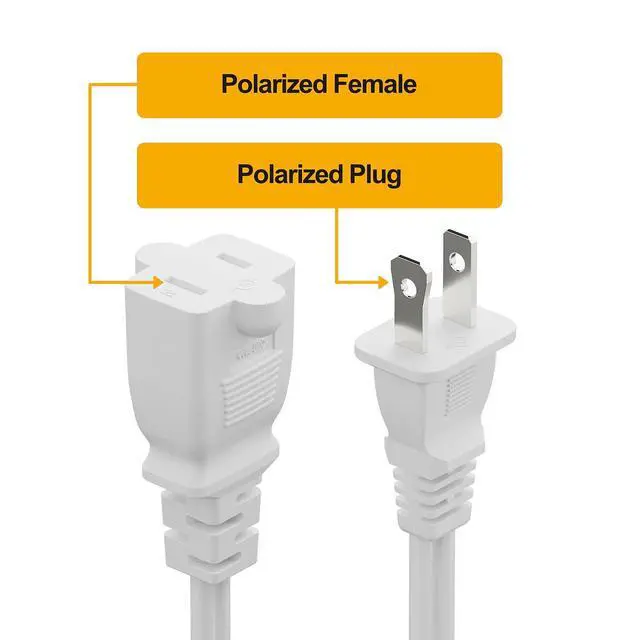 Alt view image 4 of 7 - 6FT On Off Switch Extension Cord, Plugrand 2-Prong Polarized Extension Cord with On-Off Inline Switch 12A 125V for Your Chargers/Lamp/Power Adapters Etc, 16AWG Cord White