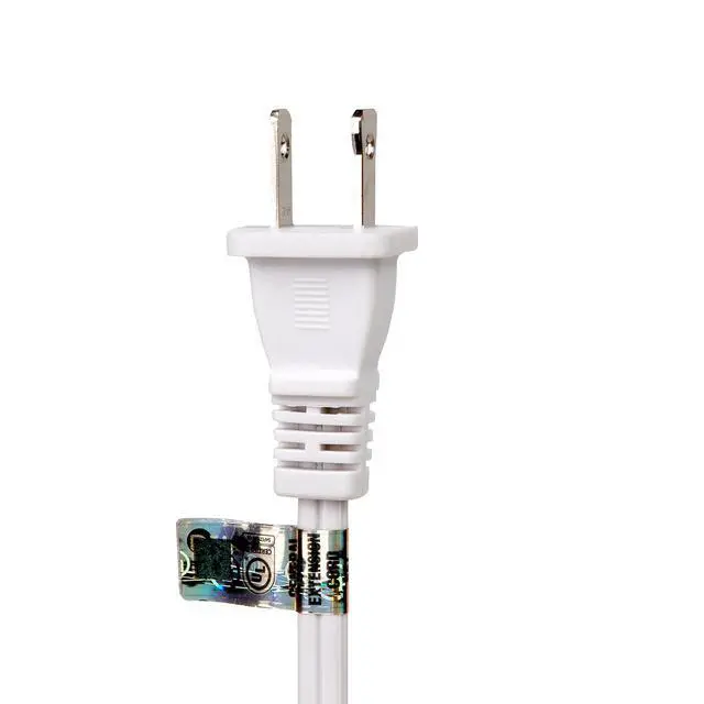 Alt view image 4 of 4 - 10FT Long Polarized US 2 Prong Male-Female Extension Power Cord | 16AWG 2Pin Extension Cable 2-Prong Male/Female Extension, Nema 1-15 Extension, 3Meters, White