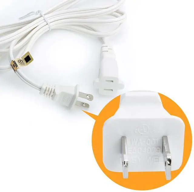 Alt view image 5 of 5 - 15FT Long Polarized US 2 Prong Male to Female Extension Power Cord | 16AWG 2 Pin Extension Cable 2-Prong Male/Female Extension, Nema 1-15P to 1-15R Extension Cable, 4.6Meters, White