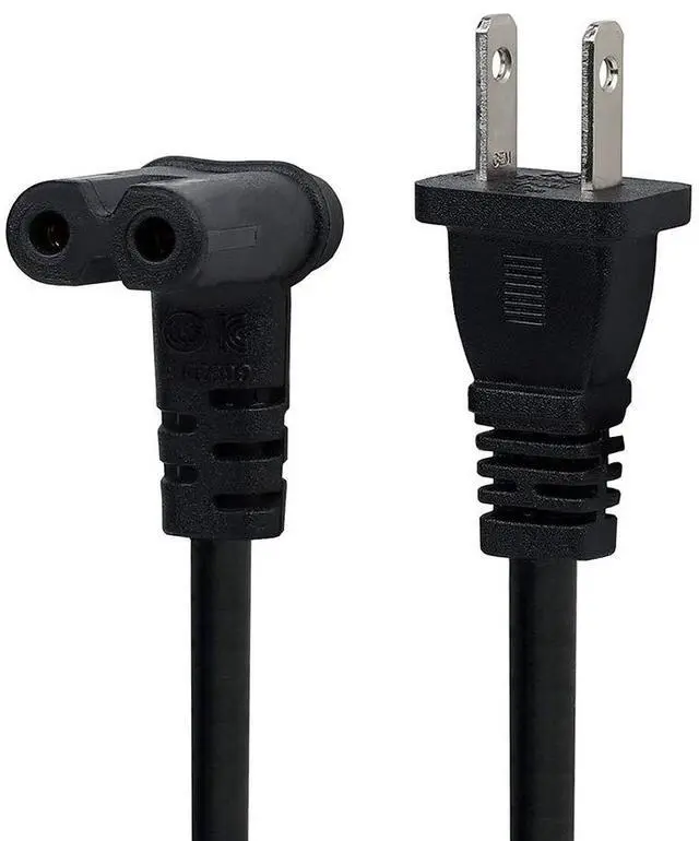 Main image of TV Power Cord 12FT US 2 Prong to IEC 320 C7(Figure 8) Down Angle Power Cord | Downward Angled Figure 8 (C7) AC Replacement Cord for LED LCD TV Monitor Apple TV, Sony PS4, PS3 Slim