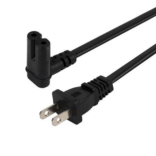Alt view image 2 of 3 - TV Power Cord 12FT US 2 Prong to IEC 320 C7(Figure 8) Down Angle Power Cord | Downward Angled Figure 8 (C7) AC Replacement Cord for LED LCD TV Monitor Apple TV, Sony PS4, PS3 Slim