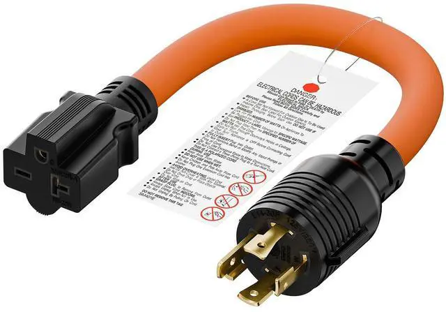 Main image of 1FT Nema L14-30P 30Amp Locking Plug Male to 6-20R T-Blade Adapter | STW 10-AWG 30A 4-Prong 250V to 3 20A 250V 6-20/15R Adapter, L14-30 to 6-20 Adapter