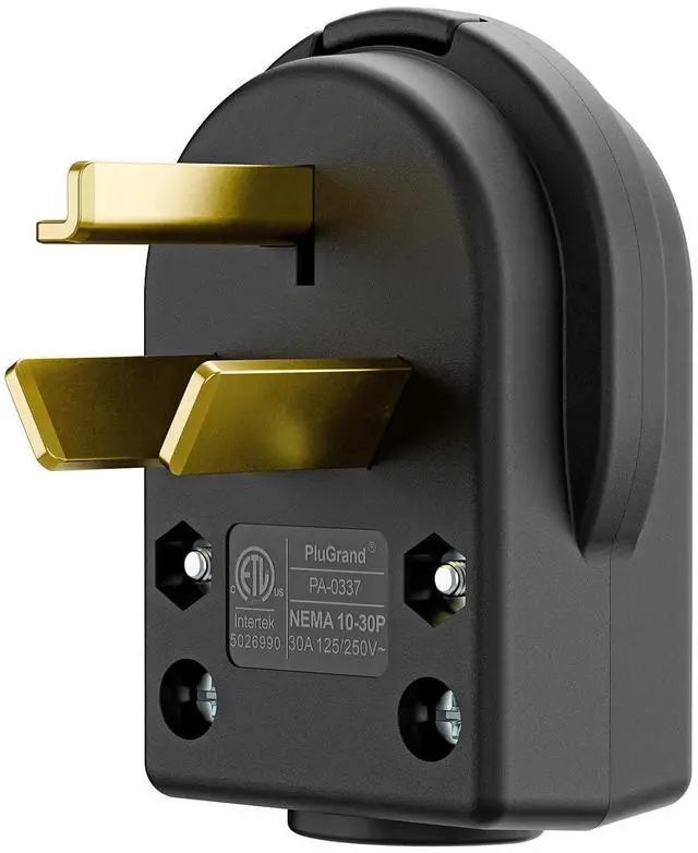 Main image of ETL Certified Nema 10-30P Plug 30 Amp 125/250 Volt Plug | 3 Pole 3 Wire Grounding Straight Blade Connector for Dryer and Ranges, Work with Cable OD Max. 1.0 Inch