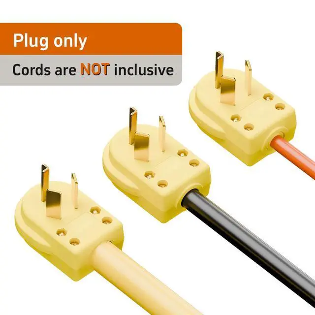 Alt view image 7 of 7 - Nema 10-30P 30 Amp 125/250 Volt 3 Pole 3 Wire Grounding Straight Blade Plug for Dryers and Ranges, Works with Cable OD Max. 1.0 Inch Yellow