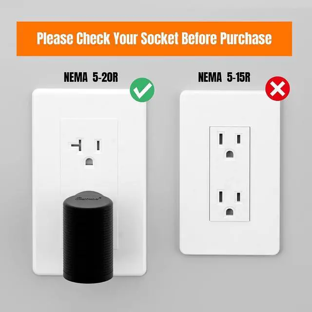 Alt view image 3 of 7 - Angled NEMA 5-20P Male to 5-15R, 5-20R, 6-15R, 6-20R Power Adapter | Not NEMA 5-15P Plug,4 in 1 Double T-Blade Receptacle, Downward Angled Power Adapter