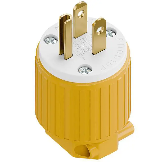 Alt view image 7 of 7 - 2 Pack Nema 5-15P Male Plug, Plugrand ETL Listed 3-Prong Replacement Plug | 15AMP 125V, Straight Blade Industrial Grade AC Plugs, Compatible with 16/14/12AWG Cord (SJT SVT STO SJTW) Yellow
