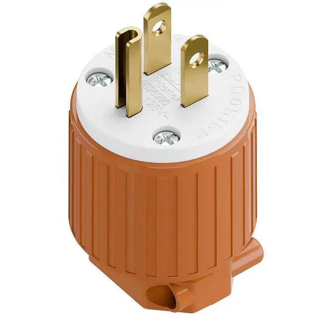 Alt view image 2 of 7 - 2 Pack Nema 5-15P Male Plug, Plugrand ETL Listed 3-Prong Replacement Plug | 15AMP 125V, Straight Blade Industrial Grade AC Plugs, Compatible with 16/14/12AWG Cord (SJT SVT STO SJTW) Orange