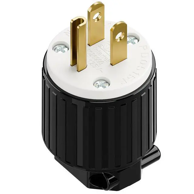 Alt view image 7 of 7 - 10-Pack Nema 5-15P Male Plug, Plugrand ETL Listed 3-Prong Replacement Plug | 15AMP 125V, Straight Blade Industrial Grade AC Plugs, Compatible with 16/14/12AWG Cord (SJT SVT STO SJTW) Black/White