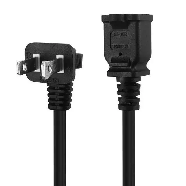 Alt view image 4 of 5 - 6FT Right Angled Polarized US 2-Prong Male-Female Extension Power Cord | SPT-2 16AWG, 10A/125V Cable, 2 Prong Extension Cable Cord, 10A 125V, 1.8M